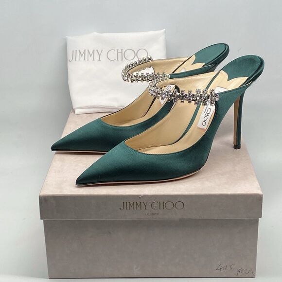 Jimmy Choo Bing 100 Satin Mules With Crystal Strap size 40.5 - Picture 4 of 16